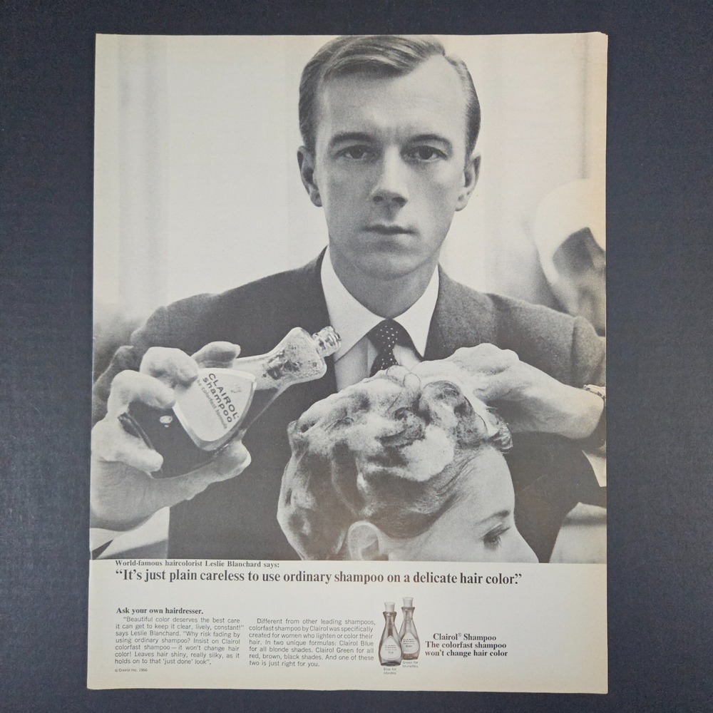 1966 Clairol Colorfast Shampoo Vintage Print Ad Hairdresser‎ Leslie Blanchard